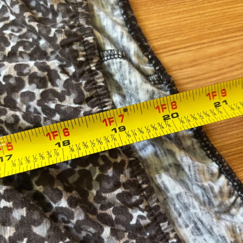 LOFT Leopard Print Blouse Small Puff Sleeve Rayon Blend Animal Print Peasant Top